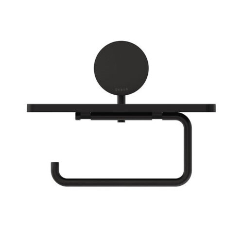 Geesa Opal toiletrolhouder | Mat zwart | Met planchet Geesa Geesa Opal toiletrolhouder | Mat zwart | Met planchet