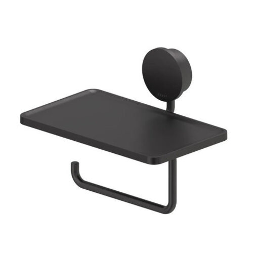 Geesa Opal toiletrolhouder | Mat zwart | Met planchet Geesa Geesa Opal toiletrolhouder | Mat zwart | Met planchet