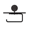 Geesa Opal toiletrolhouder | Geborsteld zwart metaal | Met planchet