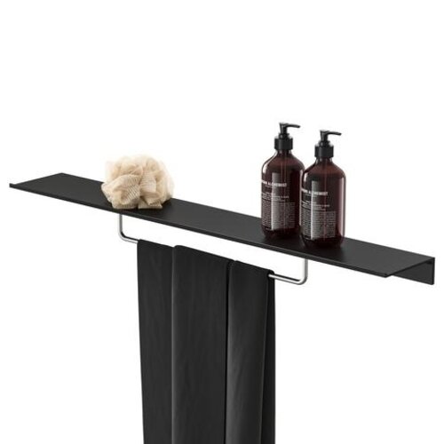 Geesa Leev planchet 80cm zwart met handdoekrek 40cm RVS geborsteld Geesa Geesa Leev planchet 80cm zwart met handdoekrek 40cm RVS geborsteld