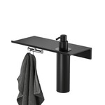 Geesa Leev planchet 28cm zwart met zeepdispenser 200ml en met handdoekhaak chroom Geesa Geesa Leev planchet 28cm zwart met zeepdispenser 200ml en met handdoekhaak chroom