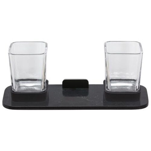 Geesa Shift glashouder dubbel planchet zwart marmerlook zwart Geesa Geesa Shift glashouder dubbel planchet zwart marmerlook zwart