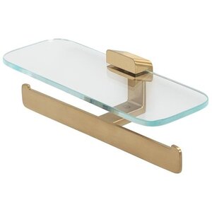 Geesa Geesa Shift closetrolhouder dubbel planchet helder brushed gold Geesa Shift closetrolhouder dubbel planchet helder brushed gold