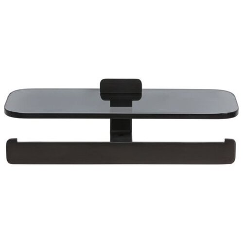 Geesa Shift closetrolhouder dubbel planchet rook brushed metal black Geesa Geesa Shift closetrolhouder dubbel planchet rook brushed metal black