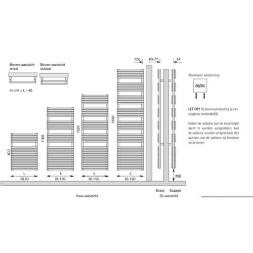 Instamat Bologna badkamerradiator | 152cm Instamat Instamat Bologna badkamerradiator | 152cm