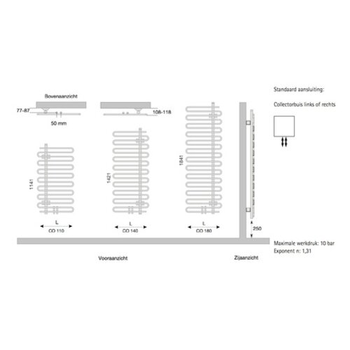 Instamat Cobra Badkamerradiator | Wit | 142cm | 50cm | Collectorbuis rechts Instamat Instamat Cobra Badkamerradiator | Wit | 142cm | 50cm | Collectorbuis rechts