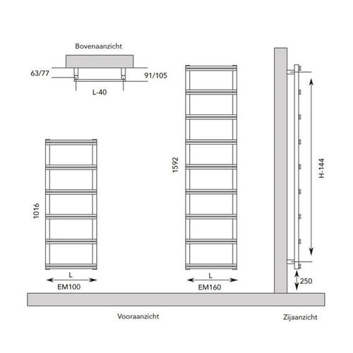 Instamat Emma Elektrische radiator | Wit | 160cm | 40cm Instamat Instamat Emma Elektrische radiator | Wit | 160cm | 40cm