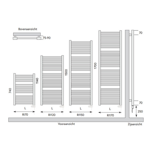 Instamat Rim Elektrische handdoekradiator | Wit | 113cm | 60cm Instamat Instamat Rim Elektrische handdoekradiator | Wit | 113cm | 60cm