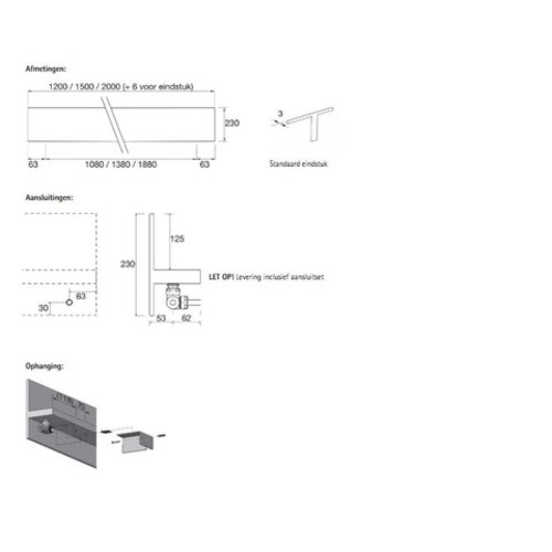 Instamat Serie T1P designradiator | 23cm | 120cm Instamat Instamat Serie T1P designradiator | 23cm | 120cm