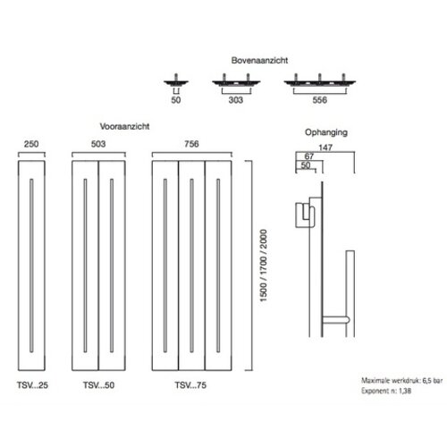 Instamat Teso V Designradiator | Verticaal | 170cm | 50cm Instamat Instamat Teso V Designradiator | Verticaal | 170cm | 50cm