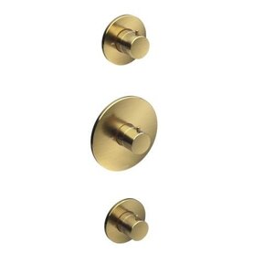 HotBath Cobber Afbouwdeel Thermostaat met 2 stopkranen 19CB007EXTBB Geborsteld Messing