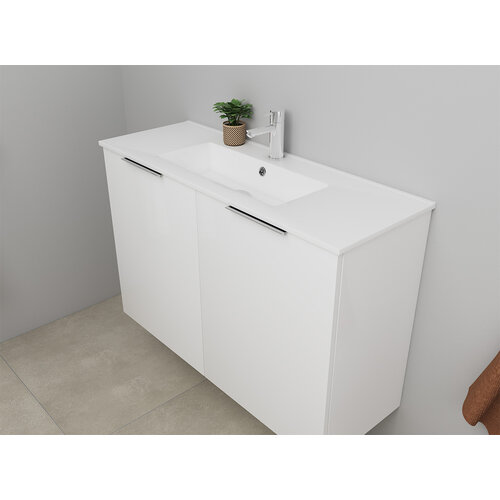 Solidline badkamermeubelset | 100cm | Hoogglans wit | Standaard spiegel | Bouwpakket Solidline Solidline badkamermeubelset | 100cm | Hoogglans wit | Standaard spiegel | Bouwpakket