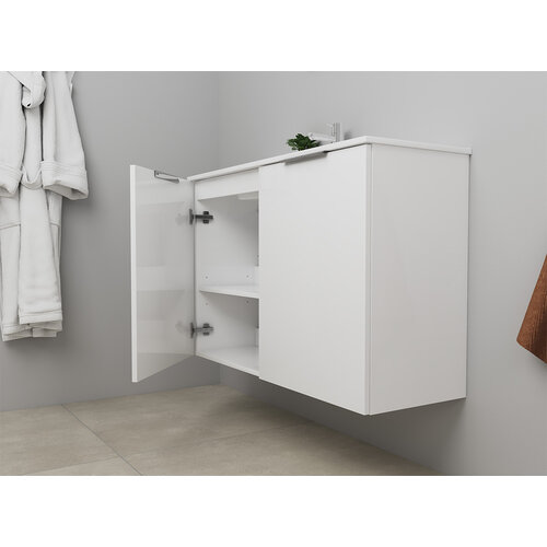 Solidline badkamermeubelset | 100cm | Hoogglans wit | Standaard spiegel | Bouwpakket Solidline Solidline badkamermeubelset | 100cm | Hoogglans wit | Standaard spiegel | Bouwpakket