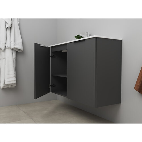 Solidline badkamermeubelset | 100cm | Mat antraciet | Standaard spiegel | Bouwpakket Solidline Solidline badkamermeubelset | 100cm | Mat antraciet | Standaard spiegel | Bouwpakket