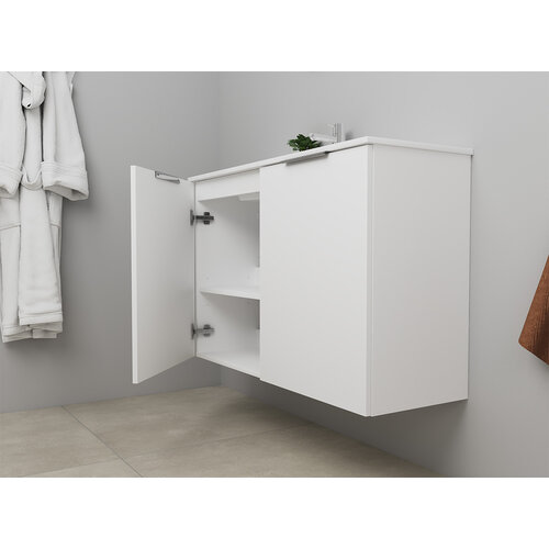 Solidline badkamermeubelset | 100cm | Mat wit | Standaard spiegel | Geassembleerd Solidline Solidline badkamermeubelset | 100cm | Mat wit | Standaard spiegel | Geassembleerd