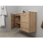 Solidline badkamermeubelset | 100cm | Eiken | Met spiegelkast | Bouwpakket Solidline Solidline badkamermeubelset | 100cm | Eiken | Met spiegelkast | Bouwpakket