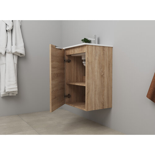 Solidline badkamermeubelset | 45cm | Eiken | Standaard spiegel | Bouwpakket Solidline Solidline badkamermeubelset | 45cm | Eiken | Standaard spiegel | Bouwpakket