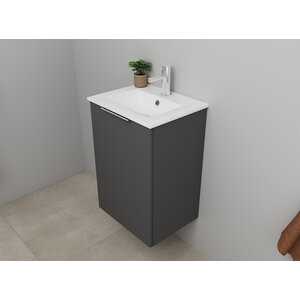 Solidline Solidline badkamermeubelset | 45cm | Mat antraciet | Spiegel met indirect LED verlichting | Geassembleerd Solidline badkamermeubelset | 45cm | Mat antraciet | Spiegel met indirect LED verlichting | Geassembleerd