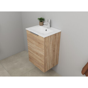 Solidline Solidline badkamermeubelset | 45cm | Eiken | Met spiegelkast | Bouwpakket Solidline badkamermeubelset | 45cm | Eiken | Met spiegelkast | Bouwpakket