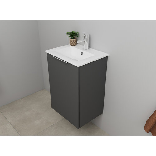 Solidline badkamermeubelset | 45cm | Mat antraciet | Met spiegelkast | Geassembleerd Solidline Solidline badkamermeubelset | 45cm | Mat antraciet | Met spiegelkast | Geassembleerd