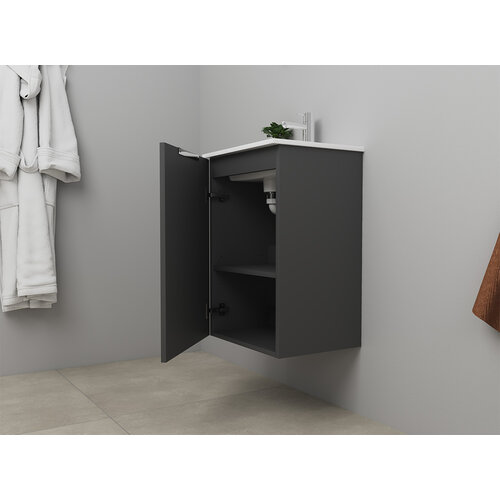 Solidline badkamermeubelset | 45cm | Mat antraciet | Met spiegelkast | Geassembleerd Solidline Solidline badkamermeubelset | 45cm | Mat antraciet | Met spiegelkast | Geassembleerd