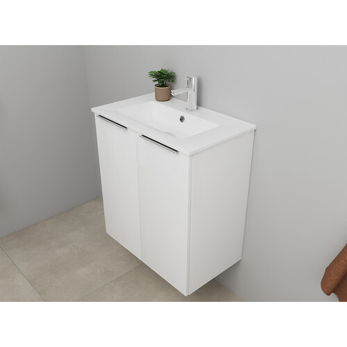 Solidline badkamermeubelset | 60cm | Hoogglans wit | Spiegel met indirect LED verlichting | Bouwpakket Solidline Solidline badkamermeubelset | 60cm | Hoogglans wit | Spiegel met indirect LED verlichting | Bouwpakket