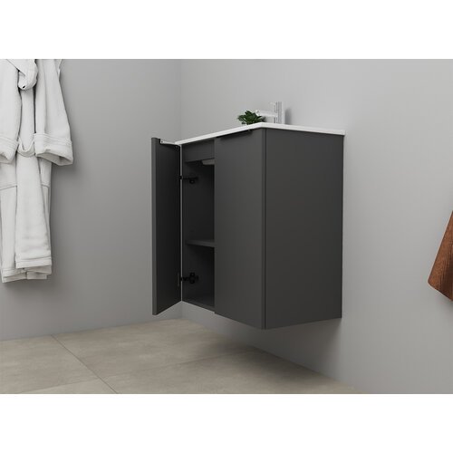 Solidline badkamermeubelset | 60cm | Mat antraciet | Spiegel met indirect LED verlichting | Bouwpakket Solidline Solidline badkamermeubelset | 60cm | Mat antraciet | Spiegel met indirect LED verlichting | Bouwpakket