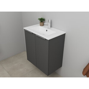 Solidline Solidline badkamermeubelset | 60cm | Mat antraciet | Met spiegelkast | Bouwpakket Solidline badkamermeubelset | 60cm | Mat antraciet | Met spiegelkast | Bouwpakket