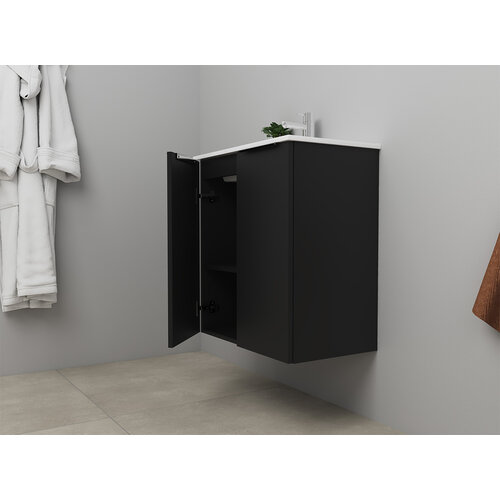 Solidline badkamermeubelset | 60cm | Mat zwart | Met spiegelkast | Bouwpakket Solidline Solidline badkamermeubelset | 60cm | Mat zwart | Met spiegelkast | Bouwpakket