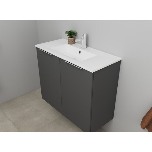 Solidline badkamermeubelset | 80cm | Mat antraciet | Spiegel met indirect LED verlichting | Bouwpakket Solidline Solidline badkamermeubelset | 80cm | Mat antraciet | Spiegel met indirect LED verlichting | Bouwpakket