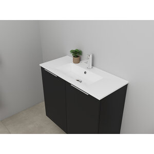 Solidline Solidline badkamermeubelset | 80cm | Mat zwart | Met spiegelkast | Geassembleerd Solidline badkamermeubelset | 80cm | Mat zwart | Met spiegelkast | Geassembleerd