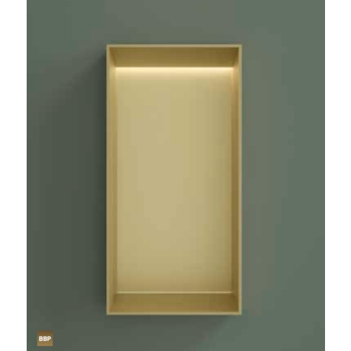 Hotbath &More inbouwnis 30x15x10cm - zonder frame - LED verlichting - Geborsteld koper PVD HotBath Hotbath &More inbouwnis 30x15x10cm - zonder frame - LED verlichting - Geborsteld koper PVD