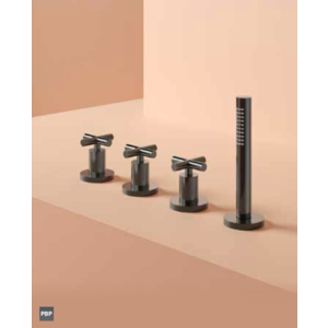 HotBath Hotbath Chap C175 badrandcombinatie 4-gast met handdouche - Gepolijst zwart PVD Hotbath Chap C175 badrandcombinatie 4-gast met handdouche - Gepolijst zwart PVD