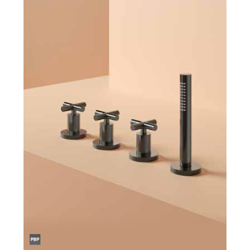 Hotbath Chap C175 badrandcombinatie 4-gast met handdouche - Gepolijst zwart PVD HotBath Hotbath Chap C175 badrandcombinatie 4-gast met handdouche - Gepolijst zwart PVD