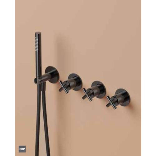 Hotbath Chap C7071EXT afbouwdeel voor Inbouw thermostaat - 2 stopkranen - handdouche - Geborsteld messing PVD HotBath Hotbath Chap C7071EXT afbouwdeel voor Inbouw thermostaat - 2 stopkranen - handdouche - Geborsteld messing PVD