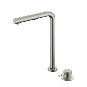 HotBath Hotbath Fellow FKM31 2-gats keukenkraan met verstelbare uitloop & uittrekbare handdouche - RVS 316 Hotbath Fellow FKM31 2-gats keukenkraan met verstelbare uitloop & uittrekbare handdouche - RVS 316