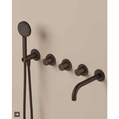 Hotbath Guy Diamond GY7072DEXT afbouwdeel voor inbouw badthermostaat met 2 stopkranen met uitloop - Tuscan bronze HotBath Hotbath Guy Diamond GY7072DEXT afbouwdeel voor inbouw badthermostaat met 2 stopkranen met uitloop - Tuscan bronze