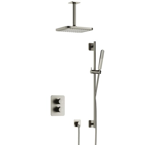 Hotbath Gal IBS40A inbouw doucheset met 2-weg stop-omstel met plafondbuis en glijstang - Geborsteld nikkel HotBath Hotbath Gal IBS40A inbouw doucheset met 2-weg stop-omstel met plafondbuis en glijstang - Geborsteld nikkel
