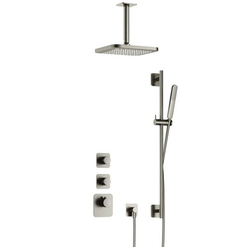 Hotbath Gal IBS40 inbouw doucheset High Flow met 2 stopkranen met plafondbuis en glijstang - Geborsteld nikkel HotBath Hotbath Gal IBS40 inbouw doucheset High Flow met 2 stopkranen met plafondbuis en glijstang - Geborsteld nikkel