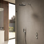 Hotbath Cobber IBS7009 inbouw doucheset - ronde handdouche - 20cm hoofddouche - plafondbuis 30cm - wandhouder - geborsteld zwart pvd HotBath Hotbath Cobber IBS7009 inbouw doucheset - ronde handdouche - 20cm hoofddouche - plafondbuis 30cm - wandhouder - geborsteld zwart pvd