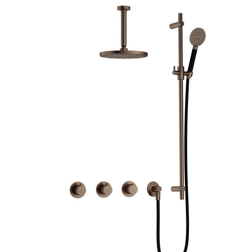 Hotbath Cobber IBS70 inbouw doucheset - ronde handdouche - 25cm hoofddouche - 15cm plafondbuis - glijstang - verouderd messing HotBath Hotbath Cobber IBS70 inbouw doucheset - ronde handdouche - 25cm hoofddouche - 15cm plafondbuis - glijstang - verouderd messing