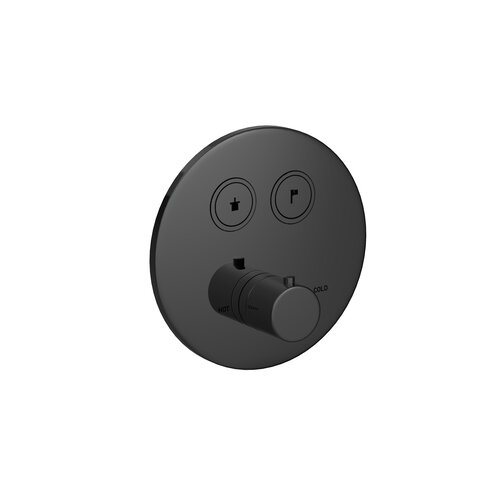 Hotbath Cobber PB009EXT afbouwdeel voor inbouw thermostaat met 2 pushbuttons - Gepolijst zwart PVD HotBath Hotbath Cobber PB009EXT afbouwdeel voor inbouw thermostaat met 2 pushbuttons - Gepolijst zwart PVD
