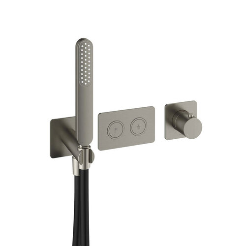 Hotbath Gal PB7071EXTGN afbouwdeel - inbouwthermostaat met 2 pushbuttons - Geborsteld nikkel HotBath Hotbath Gal PB7071EXTGN afbouwdeel - inbouwthermostaat met 2 pushbuttons - Geborsteld nikkel
