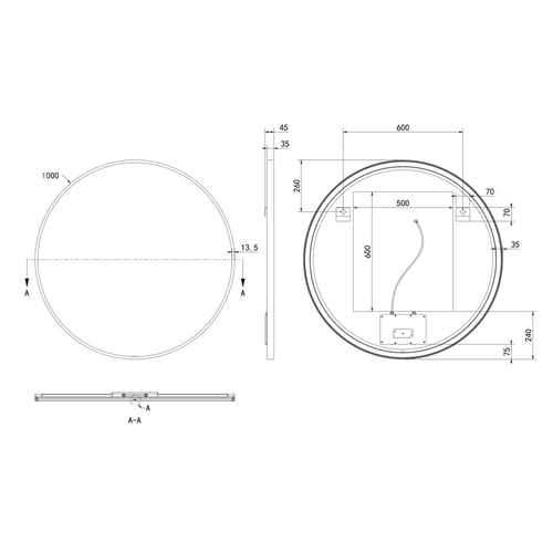 Hotbath &More spiegel round 100cm directe & indirecte verlichting - geborsteld gunmetal PVD HotBath Hotbath &More spiegel round 100cm directe & indirecte verlichting - geborsteld gunmetal PVD
