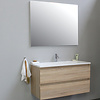 Solidline badkamermeubelset | 100cm | Acryl | Wit | 1 | Eiken | Standaard spiegel | Bouwpakket
