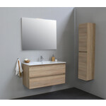 Solidline badkamermeubelset | 100cm | Keramiek | Wit | 1 | Eiken | Zonder spiegel | Bouwpakket Solidline Solidline badkamermeubelset | 100cm | Keramiek | Wit | 1 | Eiken | Zonder spiegel | Bouwpakket