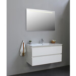 Solidline Solidline badkamermeubelset | 100cm | Keramiek | Wit | 1 | Hoogglans wit | Spiegel met LED verlichting | Bouwpakket