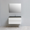 Solidline badkamermeubelset | 100cm | Acryl | Mat zwart | 1 | Hoogglans wit | Standaard spiegel | Bouwpakket