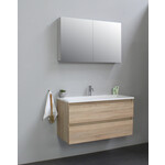 Solidline badkamermeubelset | 100cm | Acryl | Wit | 1 | Eiken | Met spiegelkast | Bouwpakket Solidline Solidline badkamermeubelset | 100cm | Acryl | Wit | 1 | Eiken | Met spiegelkast | Bouwpakket