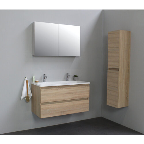 Solidline badkamermeubelset | 100cm | Acryl | Wit | 2 | Eiken | Met spiegelkast | Bouwpakket Solidline Solidline badkamermeubelset | 100cm | Acryl | Wit | 2 | Eiken | Met spiegelkast | Bouwpakket
